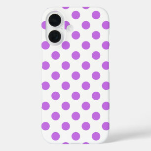 Funda iPhone 16 Pos de Lilac y de polka blanca