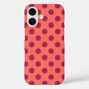 Funda iPhone 16 Pos de polka de coral rojo y vivo