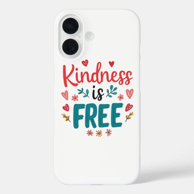 Funda iPhone 16 Positive "Be Kind" Message with Hearts (Reverso )