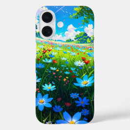Funda iPhone 16 Pradera de primavera rellena de flores