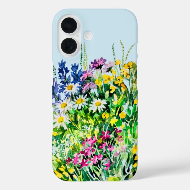 Funda iPhone 16 Pradera de verano, flores silvestres (Reverso )
