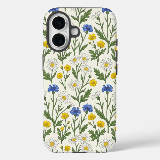 Funda iPhone 16 Prado de flores silvestres Harmony-Daisy & Cornflo (Reverso )