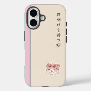 Funda iPhone 16 🌸 Primera Luz de Sakura – Hámster Pastel Japonés