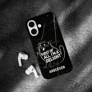 Funda iPhone 16 Primero que nada soy un delicioso gato negro rugie