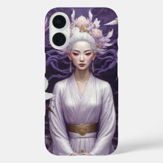 Funda iPhone 16 princesa asiática en tonos morados