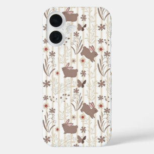 Funda iPhone 16 Príncipe Conejo Suave con Botánicos