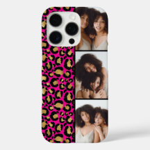 3 Foto Estampado Leopardo Rosa Fucsia y Dorado