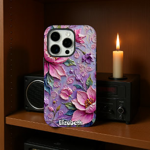 Funda iPhone 16 Pro Abundancia floral rosa y púrpura
