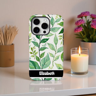 Funda iPhone 16 Pro Accesorio para smartphone con follaje verde pintad