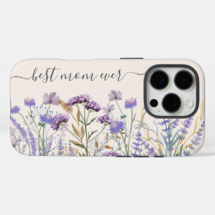Funda iPhone 16 Pro Acuarela Púrpura Flor silvestre