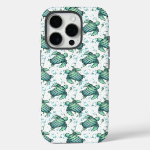 Funda iPhone 16 Pro acuarela tortuga azul verde animal