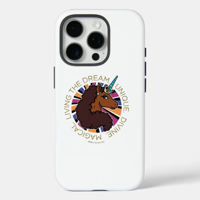 Funda iPhone 16 Pro Afro Unicornio viviendo el diseño de sueños (Reverso )