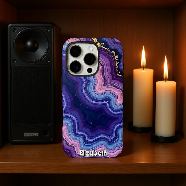 Funda iPhone 16 Pro Agato violeta ondulado con filos de oro (Subido por el creador)