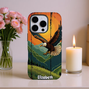 Funda iPhone 16 Pro Águila en llamas, Majestad del atardecer