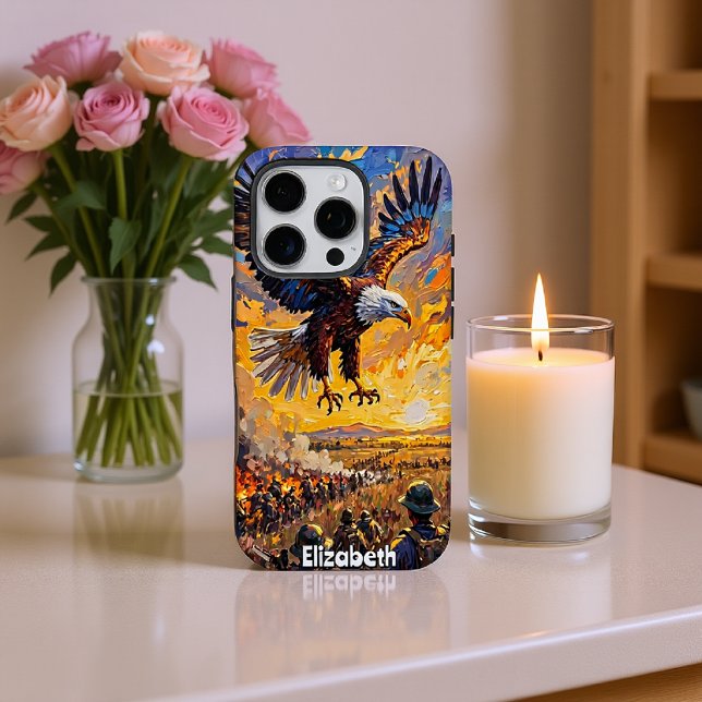 Funda iPhone 16 Pro Águila guardiana, batalla de atardecer (Subido por el creador)