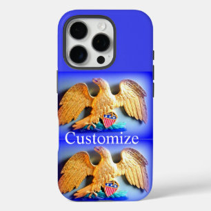 Funda iPhone 16 Pro águilas doradas en estuche de iphone azul
