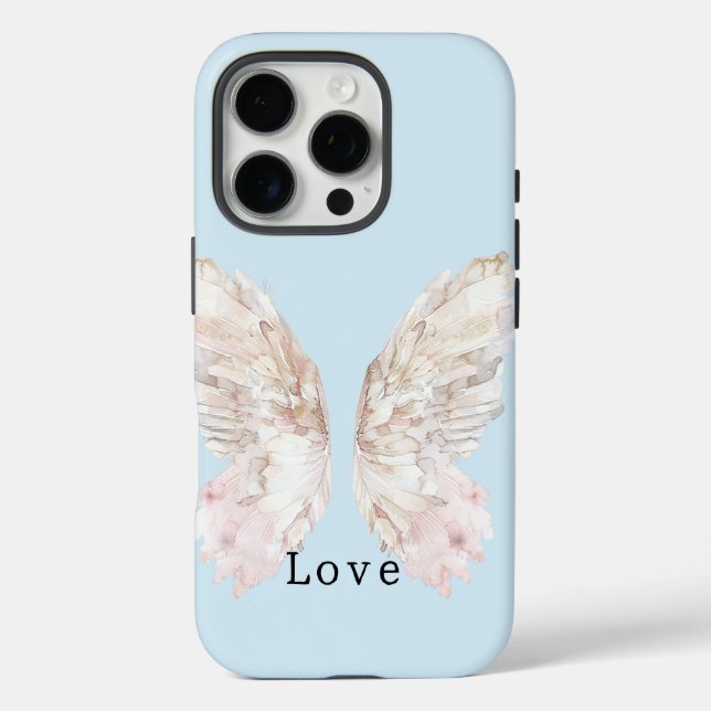 Funda iPhone 16 Pro Alas de mariposa rosada de bonito (Reverso )
