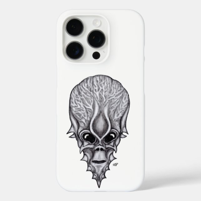 Funda iPhone 16 Pro Alien Face , reconstrucción facial de cráneo afric (Reverso )