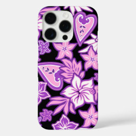 Funda iPhone 16 Pro Aloha Heart Hawaiian Hibiscus Tropical Violet