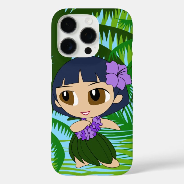 Funda iPhone 16 Pro Aloha Honeys Palms Hawaiian Blue Hair Hula Chica C (Reverso )