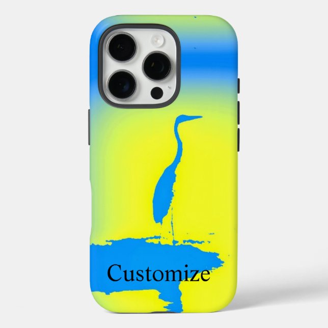 Funda iPhone 16 Pro amanecer de la garza azul (Reverso )