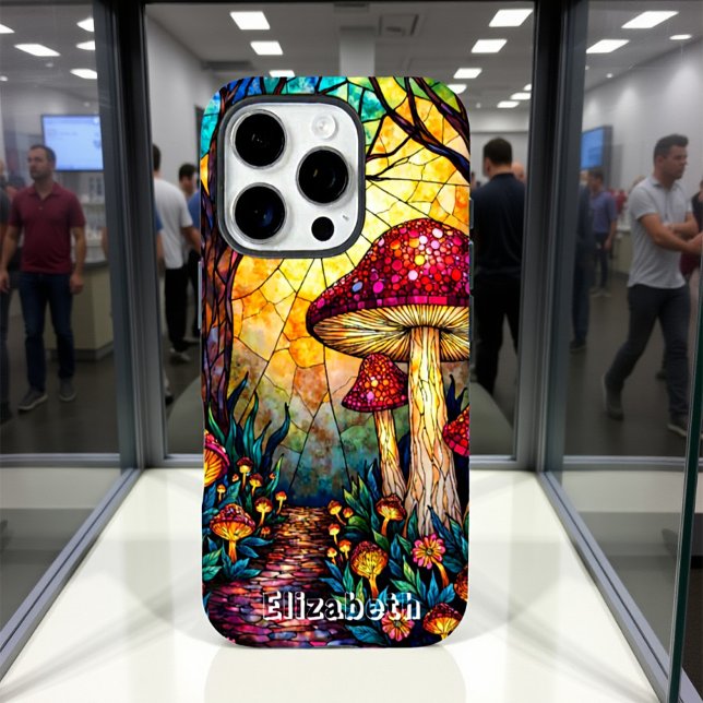 Funda iPhone 16 Pro Amanita Muscaria Selva de Vidrio Manchado (Subido por el creador)