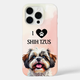 Funda iPhone 16 Pro Amo a mi cachorro de raza Shih Tzu