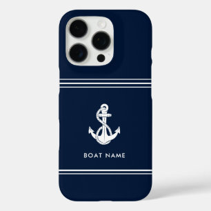 Funda iPhone 16 Pro Ancla de Barco Náutico y Nombre Personalizado