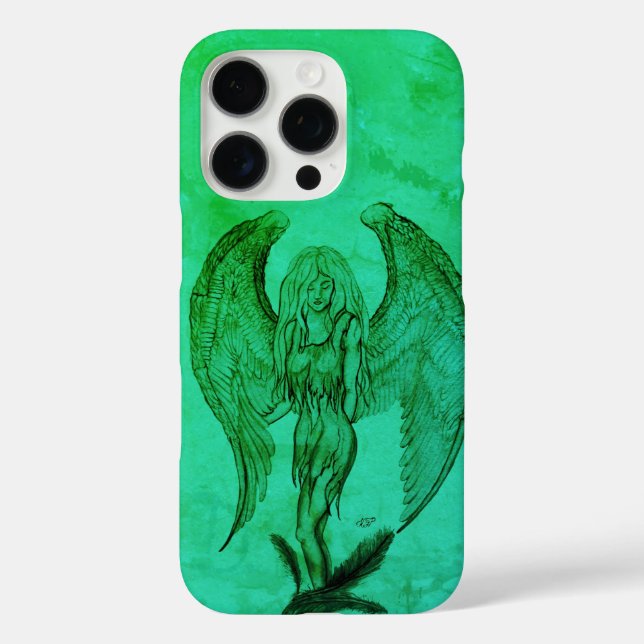 Funda iPhone 16 Pro Ángel al estilo tatuaje (Reverso )