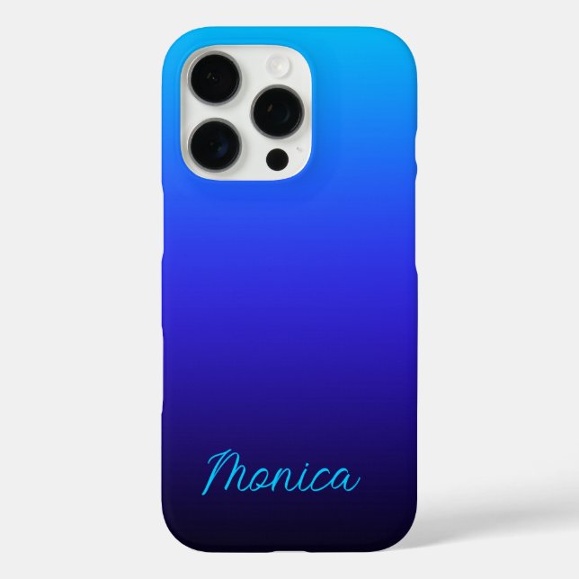 Funda iPhone 16 Pro Aqua Blue Indigo y Black Ombre (Reverso )