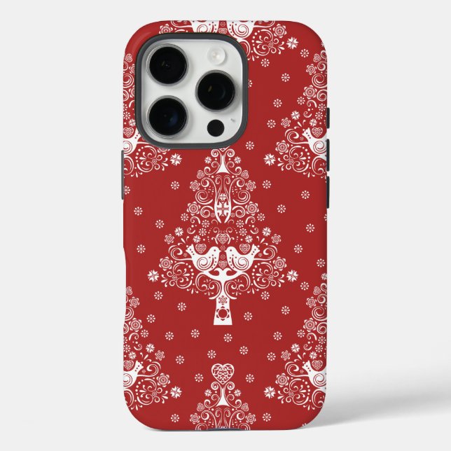 Funda iPhone 16 Pro Árbol de Navidad nórdico escandinavo (Reverso )