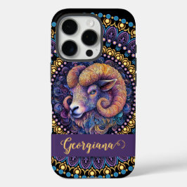 Funda iPhone 16 Pro Aries Zodiac Dot Mandala