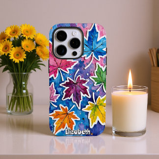 Funda iPhone 16 Pro Arte colorido de hojas de arce