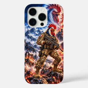 Funda iPhone 16 Pro Arte de batalla épica del guerrero táctico del gal