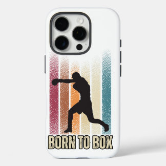 Funda iPhone 16 Pro Arte de boxeo retro "Nacido en caja"