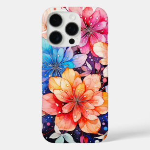 Funda iPhone 16 Pro Arte de flores retro de color
