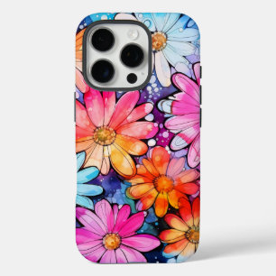 Funda iPhone 16 Pro Arte de flores vintage colorido lindo