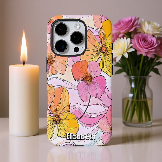 Funda iPhone 16 Pro Arte de líneas florales suaves (Subido por el creador)