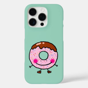 Funda iPhone 16 Pro Arte de Personaje de Donut con Purpurina Sonriente