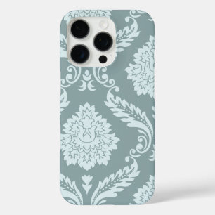 Funda iPhone 16 Pro Arte Rococó Damask I Azul Huevo de Pato+Verde Turq