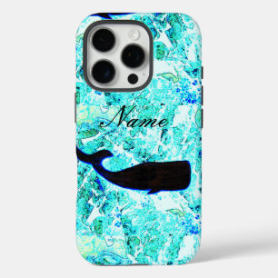 Funda iPhone 16 Pro azul de ballena de natación negra