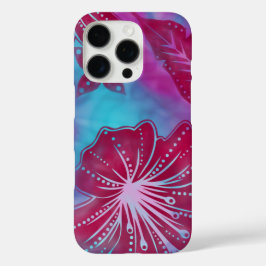 Funda iPhone 16 Pro Bali Flower Batik Tropical Hawaiian Magenta Pink