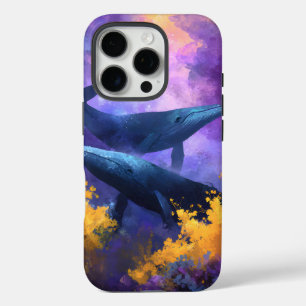 Funda iPhone 16 Pro Ballenas acuáticas Abstract Ocean Garden