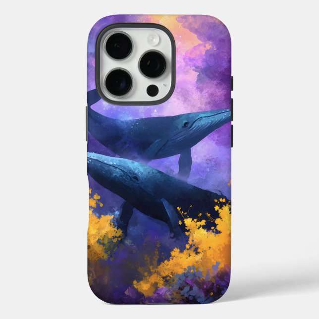 Funda iPhone 16 Pro Ballenas acuáticas Abstract Ocean Garden (Reverso )