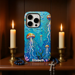 Funda iPhone 16 Pro Ballet submarino: medusas en un mar vibrante