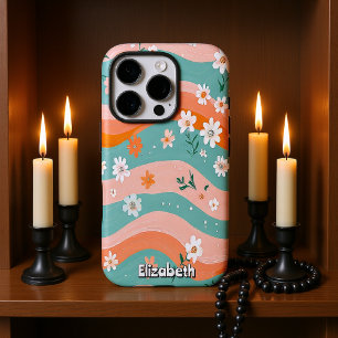 Funda iPhone 16 Pro Bandas florales onduladas