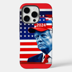 Funda iPhone 16 Pro Bandera estadounidense Donald Trump 2024
