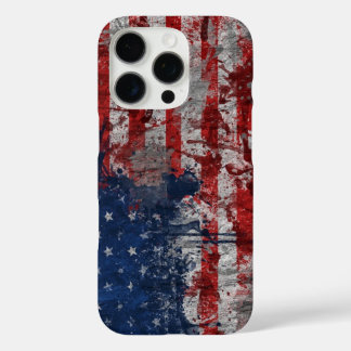Funda iPhone 16 Pro Bandera estadounidense pintada en un muro oscuro