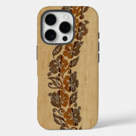 Funda iPhone 16 Pro Banyans Hawaiano Hibiscus Faux Wood Surfboard