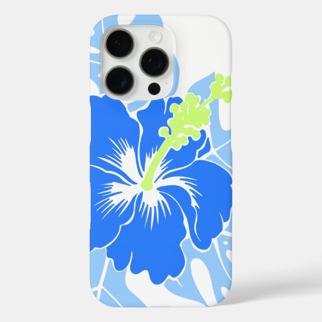Funda iPhone 16 Pro Banzai Beach Hawaiano Hibiscus Blue (Reverso )